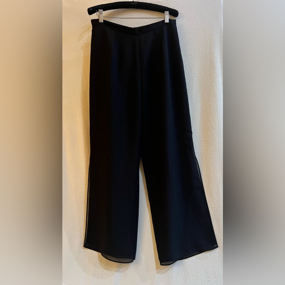 Coldwater Creek size 10P, Black, double sheer dress pants w/side slits.